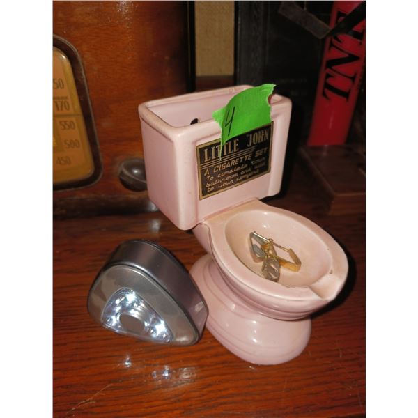 Vintage Pink Little John Toilet Ash Tray Cigarette