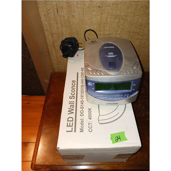 Koss KS7322-2 AM/FM CD Player & LED Wall Sconce