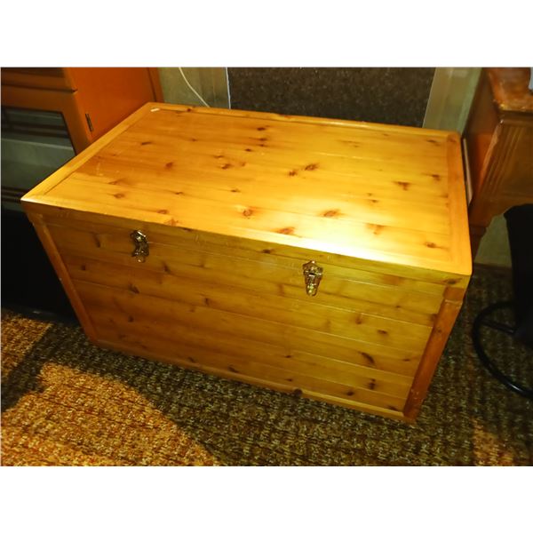 Wooden Cedar Chest on Wheels