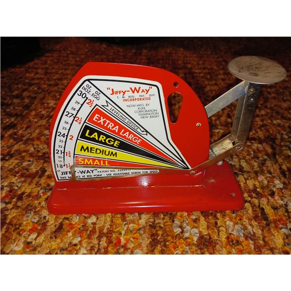 Vintage 1940s Jiffy Way Metal Poultry Egg Weighing Scale