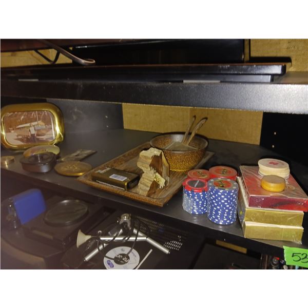 Lot of Various Estate Items - Poker Chips, PLaying Cards, POcket Watch? +