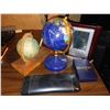 Image 1 : Various Lot of Estate Items - Small Gemstone Globe + Globe on Stand (missing Pen) + Boxed Pen Set ++