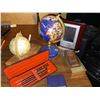 Image 2 : Various Lot of Estate Items - Small Gemstone Globe + Globe on Stand (missing Pen) + Boxed Pen Set ++