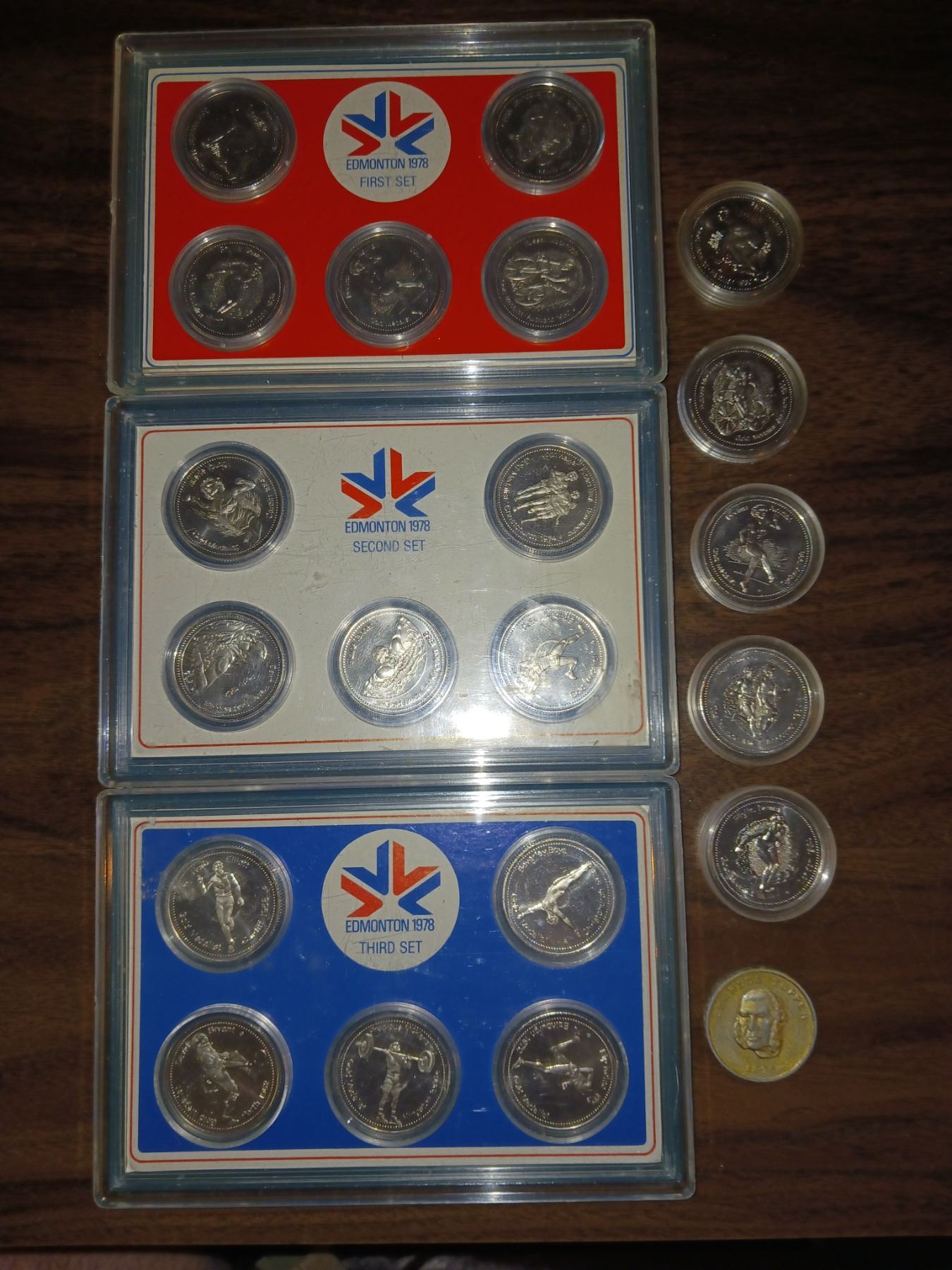 Vintage 1978 Edmonton 1-3 Coin Sets, XI Commonwealth Games