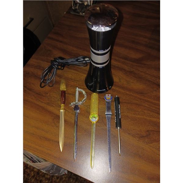 Lot of Letter Openers + Portable Speaker