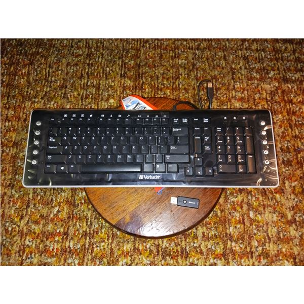 Keyboard, Wooden Trivet and Vintage Pennant