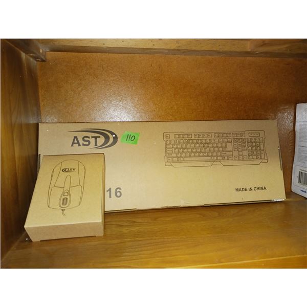 AST Keyboard & Mouse, Kin-16 Slim USB Wired Black Bundle
