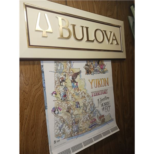 Bulova Store Display Sign + Vintage Yukon Quest Calendar