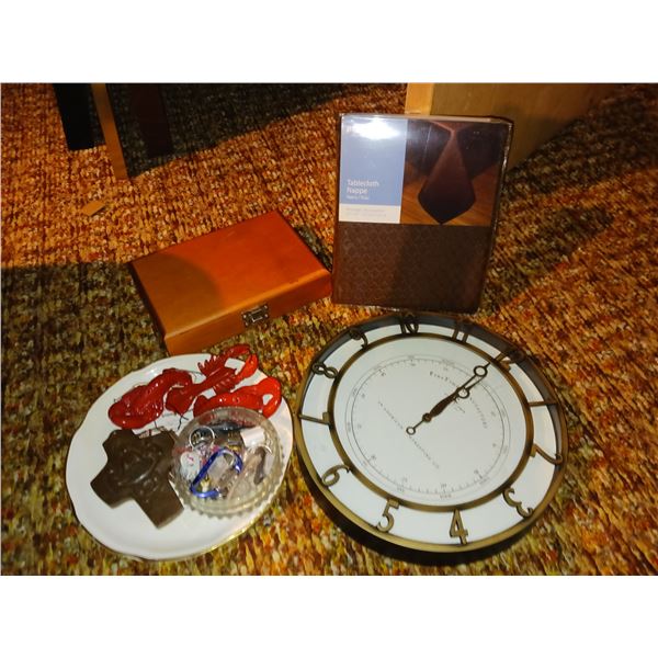 Lot of Estate Items - Vintage/Antique Cross + First Time Manufactory Wall Clock +++