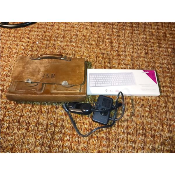 Vintage Leather Book Bag + Keyboard  +