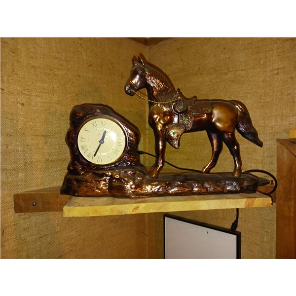 Vintage Copper Horse Mantle Clock - Lanshire, Self Keeping