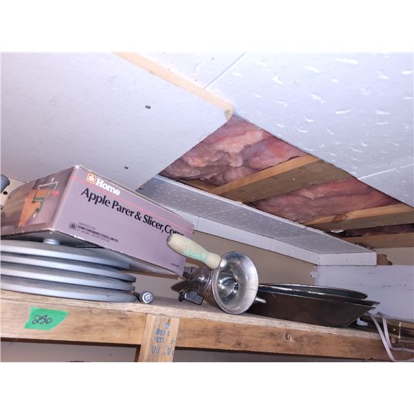 Lot of Vintage Kitchen Items - Warming Plate, Decor Bowls, Aluminum Meat Grinder +