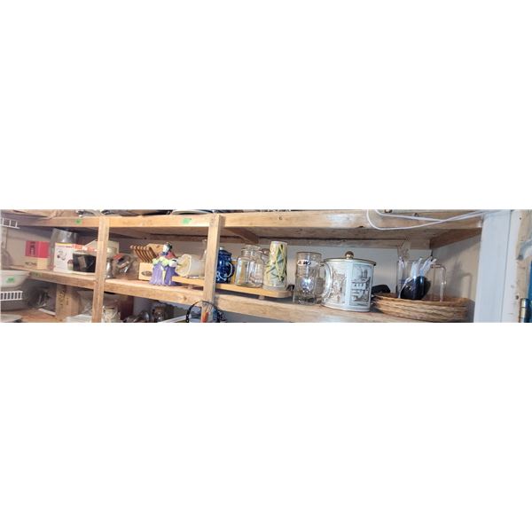 Vintage Kitchen Contents of Long Shelf