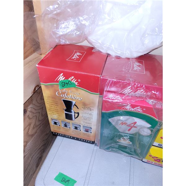 Lot of 3 Melitta Coffee Makers + Filters (One is new)