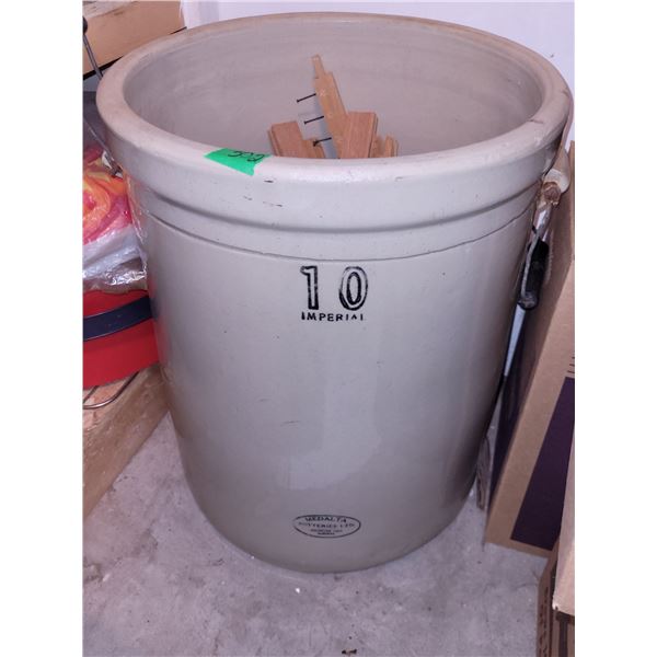 Imperial Medalta Crock 10 Gallon With Contents