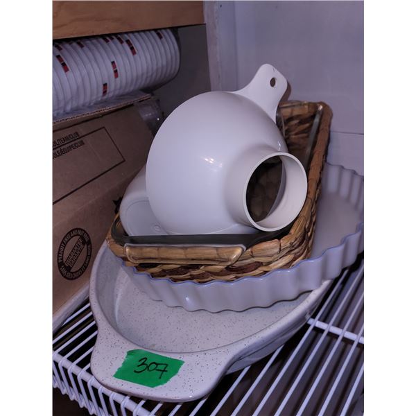 Lot of Vintage Items - Arcopal Pie Plate +