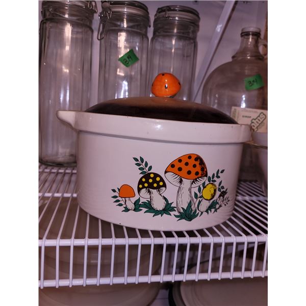 Vintage Mushroom Lidded Stoneware Container