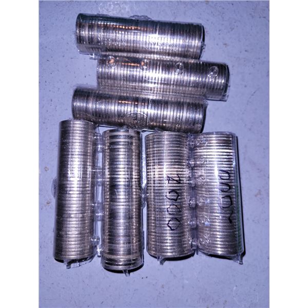 Lot of 5 Rolled Nickes & 2 Quarters - Unknown Dates and Varieties