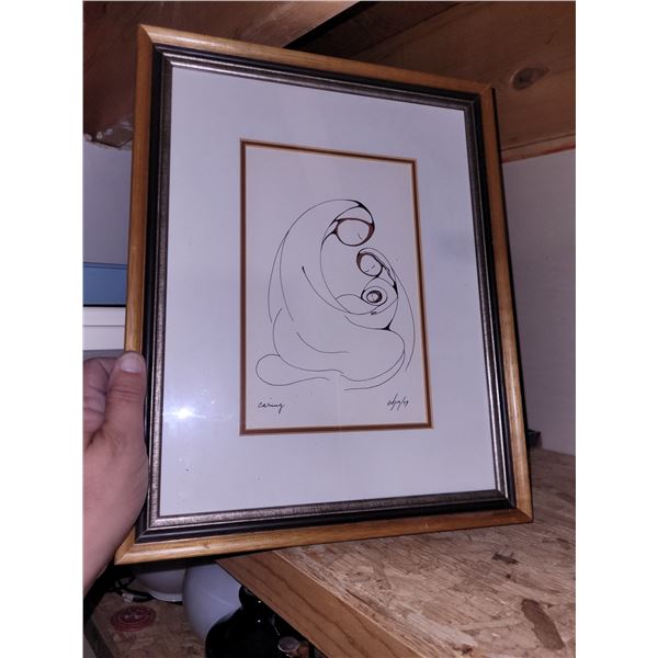 Framed Art (print maybe) Caring Vintage