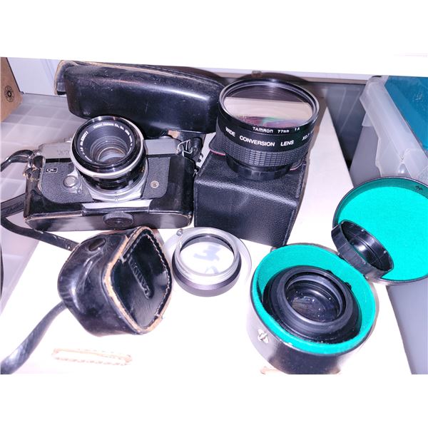 Lot of Vintage Camera Lens, Gear and Camera Canon TL