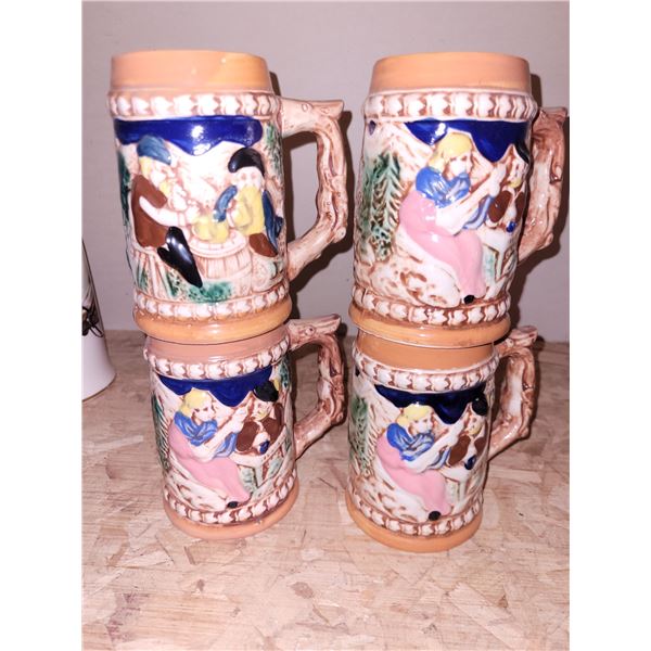 Lot of 4 Vintage Beer Steins