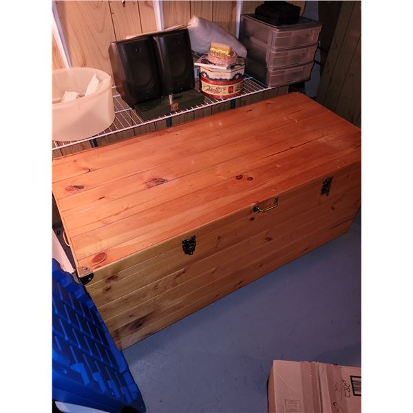 Large Wooden Chest on Wheels - Rolls Smoothly