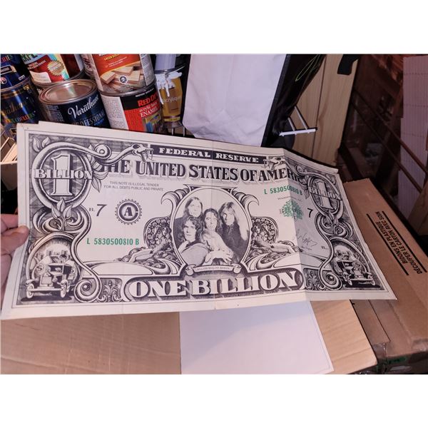 Large One Billion USA Bill + Vintage Posters