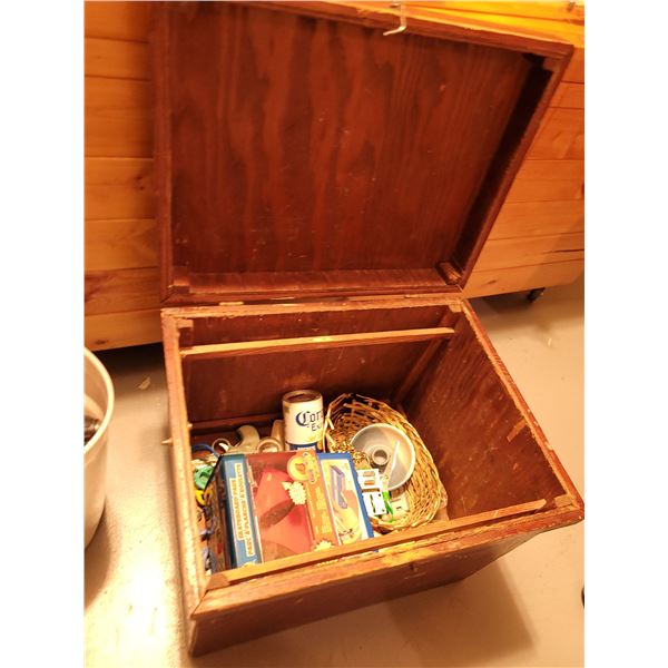 Contents Inside Wooden Trunk