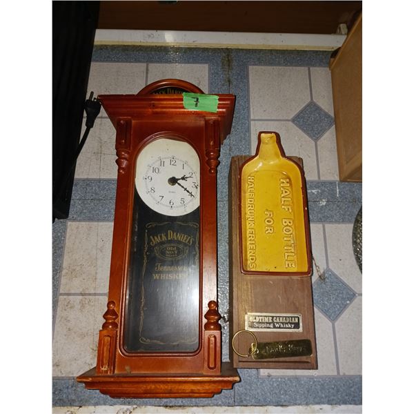 Lot Of Liquor Collector items, Jack Daniels Old No 7 Hanging Pendulum Wood & More