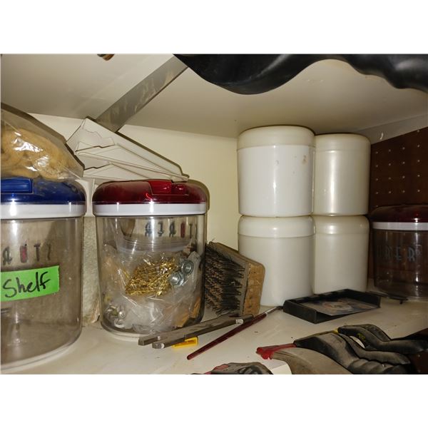 Shelf Of Plastic Jars + Contents