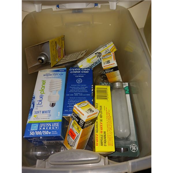 Lot Of 3 Bins With Contents, Light Bulbs (Varying Sizes)