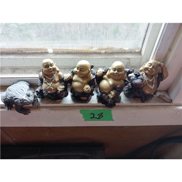 Lot Of 5 Figurines, 4 Buddha Statues & Frog