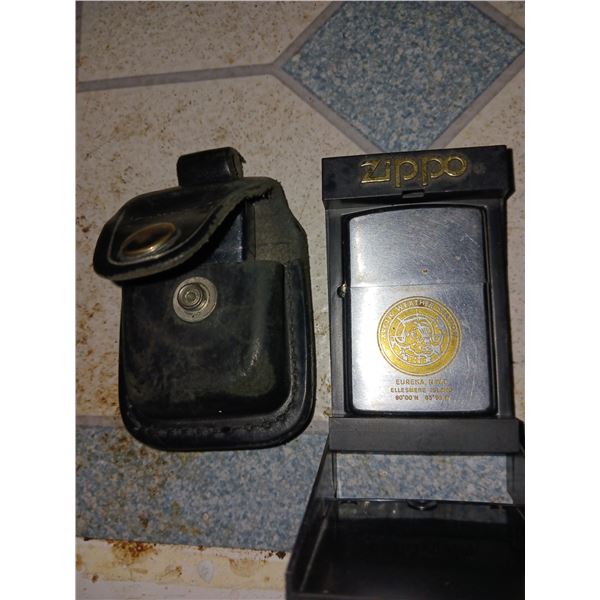 Lot Of 2 Zippo Lighters, Ar. Angus Alberta Limited Caterpillar & Station Arctic Weather, Eureka, NWT