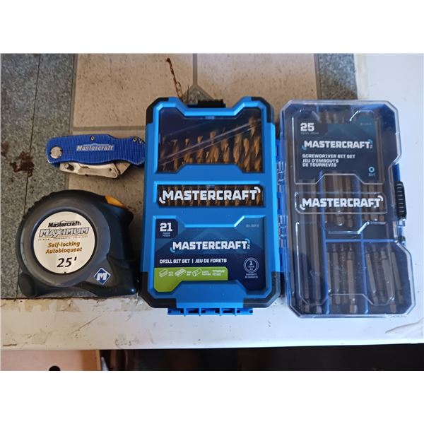 Lot Of Mastercraft Items, Razor, Self-locking Tape, Drill Bit Set & Screwdriver Bit Set