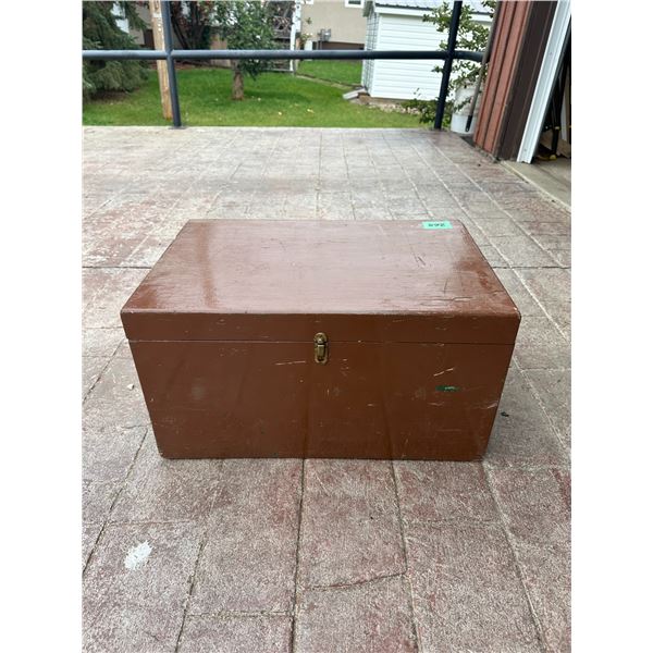 Wooden Chest with Contents - Looks Like Fishing & Camping