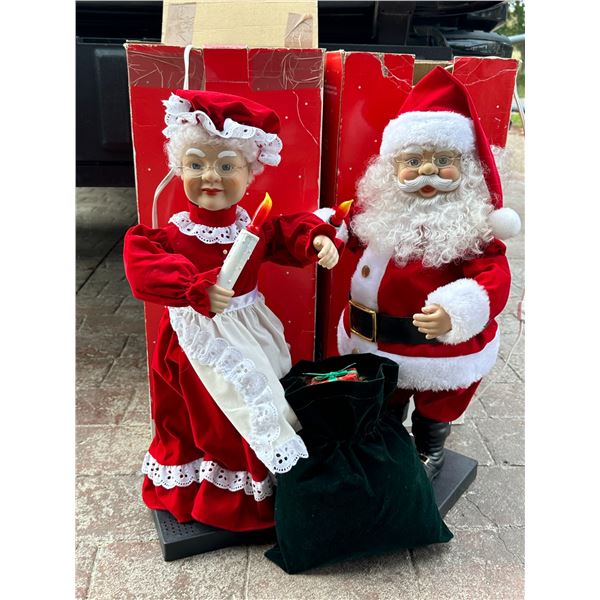 Pair of Vintage Animated Mr & Mrs Santa Claus