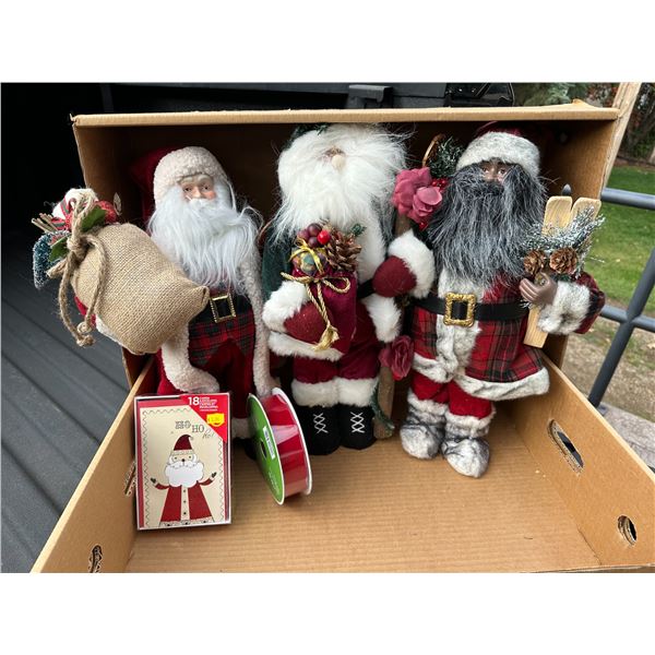 Lot of 3 Standing Santa Claus Statues +