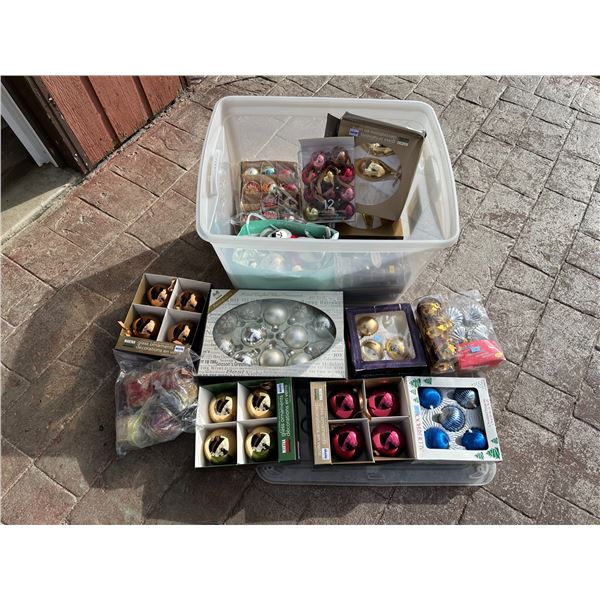 Gret Tote of Vintage Christmas Ornaments, Baubles +