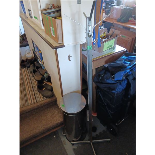 Hall tree + Metal Garbage Can