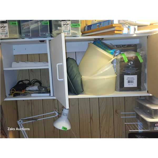 Lot of Estate Items - All Items in Cupboards in Photos - Bags of Rgs, Tupperware++