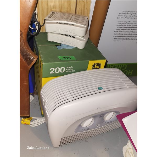 Vicks Vapourizer + 2 Stack-On Cordless Dehumidier + Box of John Deere Shop Towels