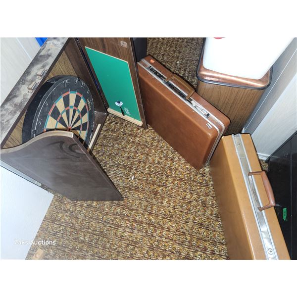 Vintage Dart Board with 2 Vintage Brief Cases