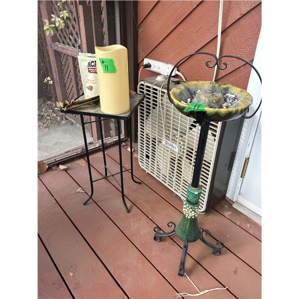 MCM Stand Up Ashtray, LED Candle + Outdoor Glass Side Side Table