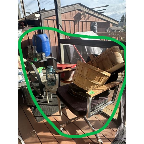 Contents on Deck - Table, Chair, Lantern etc