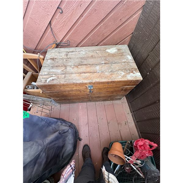 Wooden Chest with Contents