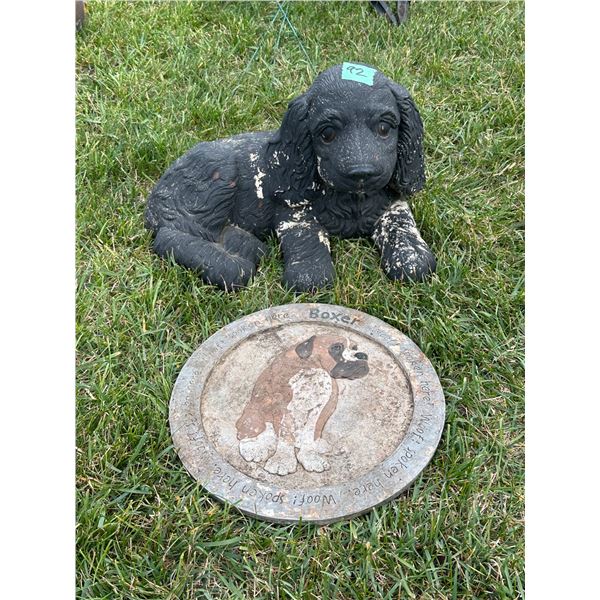 Adorble Dog Statue + Garden Stone