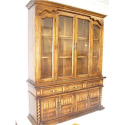 Oak finish barley twist hutch (227)