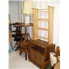 Image 1 : Lot of 6 end tables, lamp, TV stand, shoe rack and rocking chair (227)