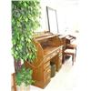 Image 1 : Roll top desk, fake tree, 2 bookcases, framed picture, electric organ and 2 stools (227)