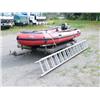 Image 20 : Inflatable Achilles skiff with trailer, 25hp Evinrude, anchor, oars, 2 gas jugs, fishing pole holder